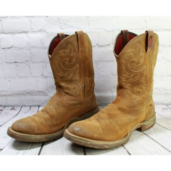 Rocky Brown Leather Pull On Mid Calf Western Cowboy Boots Size 12 M - Picture 2 of 10